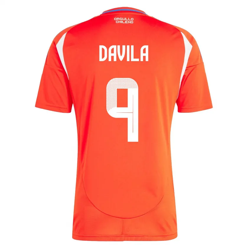 Danxen Børn Chile Víctor Dávila #9 Rød Hjemmebane Spillertrøjer 24-26 Trøje T-Shirt