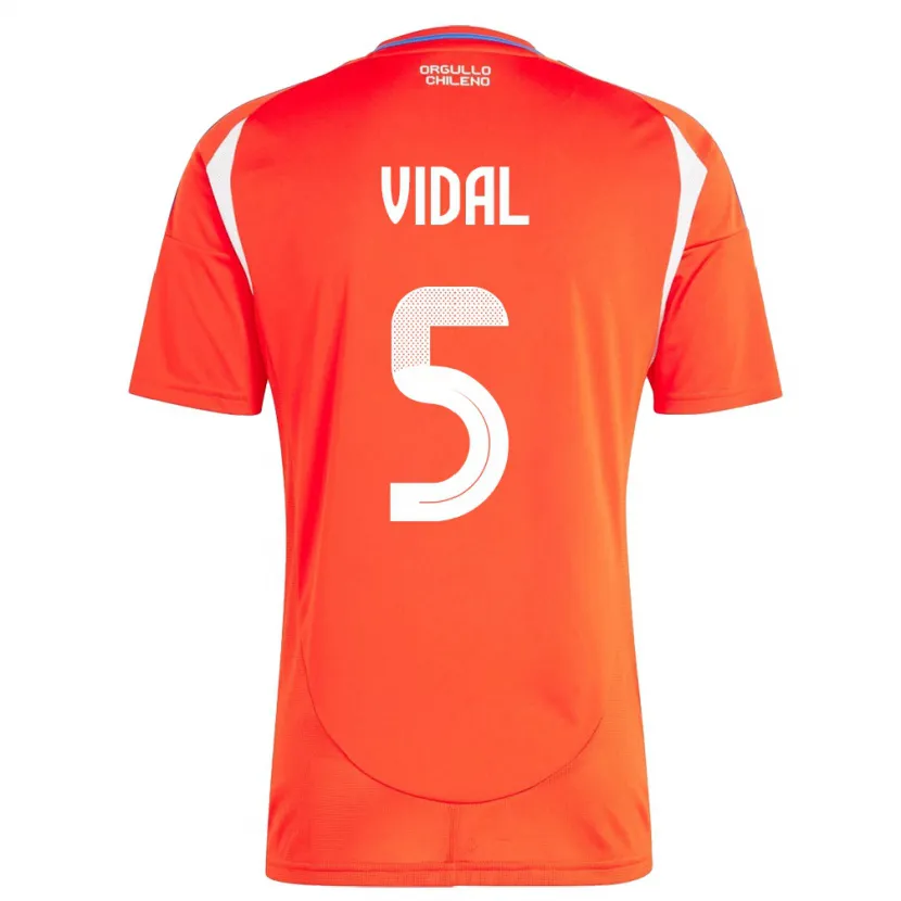 Danxen Børn Chile Valentín Vidal #5 Rød Hjemmebane Spillertrøjer 24-26 Trøje T-Shirt