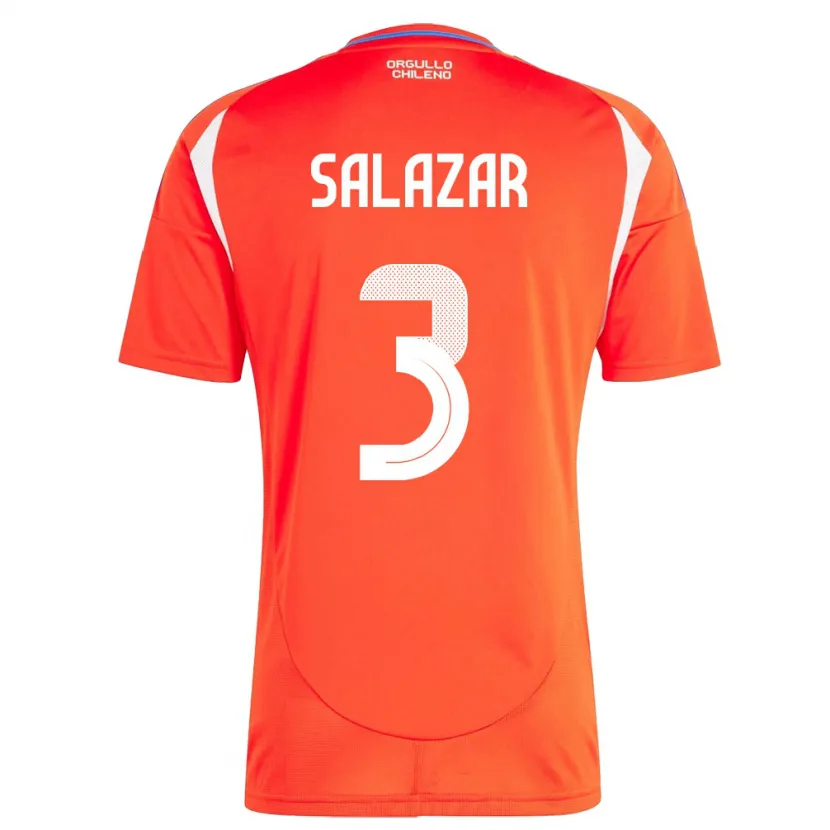 Danxen Børn Chile Yahir Salazar #3 Rød Hjemmebane Spillertrøjer 24-26 Trøje T-Shirt