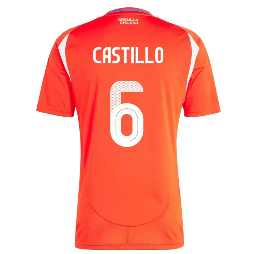 Danxen Børn Chile Cristóbal Castillo #6 Rød Hjemmebane Spillertrøjer 24-26 Trøje T-Shirt