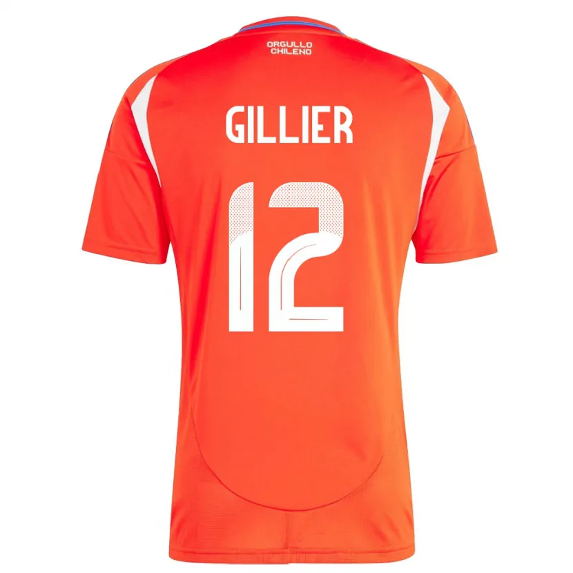 Danxen Børn Chile Thomas Gillier #12 Rød Hjemmebane Spillertrøjer 24-26 Trøje T-Shirt