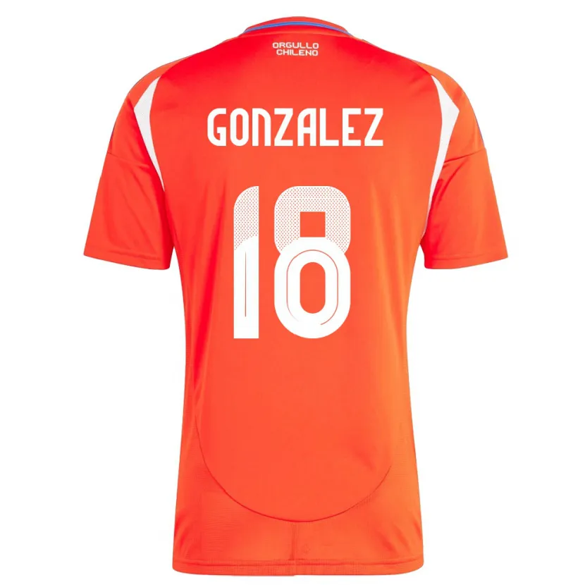 Danxen Børn Chile Bryan González #18 Rød Hjemmebane Spillertrøjer 24-26 Trøje T-Shirt