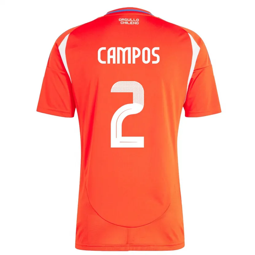 Danxen Børn Chile Víctor Campos #2 Rød Hjemmebane Spillertrøjer 24-26 Trøje T-Shirt