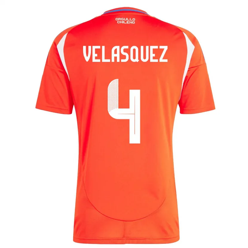 Danxen Børn Chile Lucas Velásquez #4 Rød Hjemmebane Spillertrøjer 24-26 Trøje T-Shirt