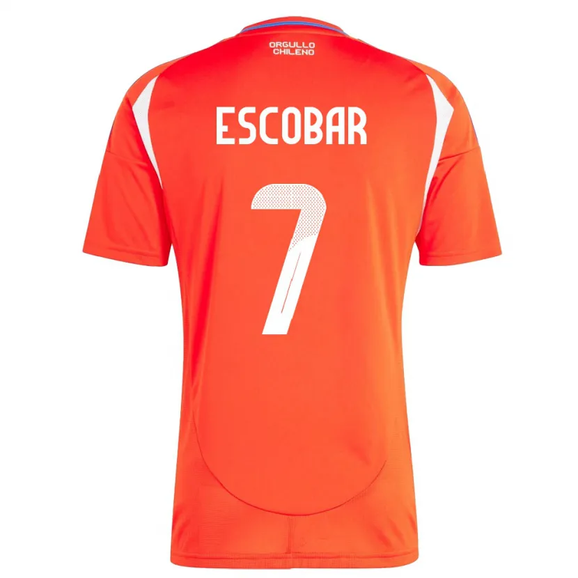 Danxen Børn Chile Bastián Escobar #7 Rød Hjemmebane Spillertrøjer 24-26 Trøje T-Shirt