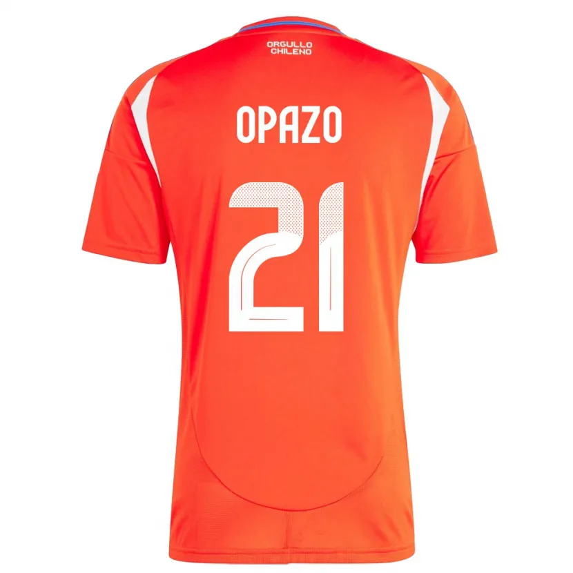 Danxen Børn Chile Diego Opazo #21 Rød Hjemmebane Spillertrøjer 24-26 Trøje T-Shirt