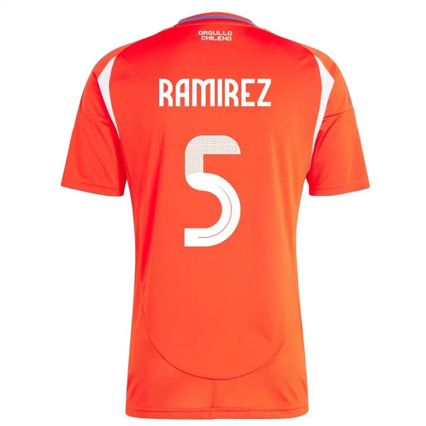 Danxen Børn Chile Fernanda Ramírez #5 Rød Hjemmebane Spillertrøjer 24-26 Trøje T-Shirt