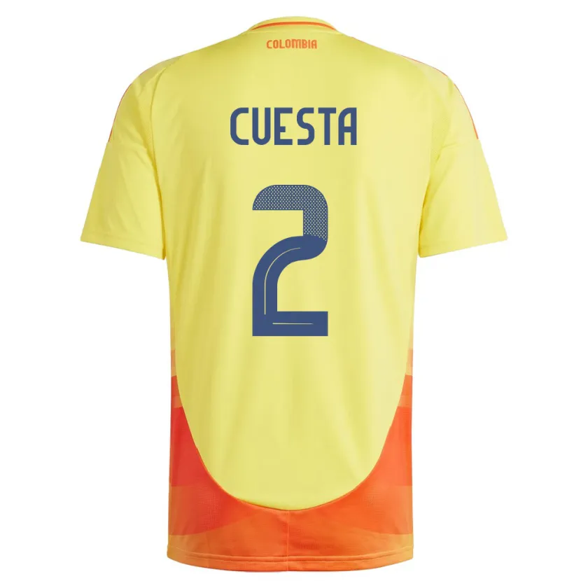 Danxen Børn Colombia Carlos Cuesta #2 Gul Hjemmebane Spillertrøjer 24-26 Trøje T-Shirt