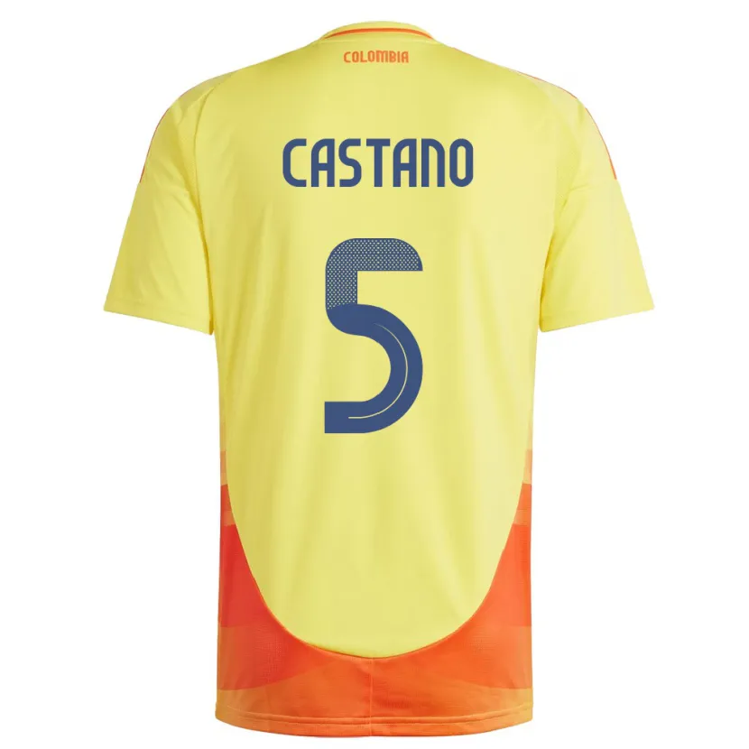 Danxen Børn Colombia Kevin Castaño #5 Gul Hjemmebane Spillertrøjer 24-26 Trøje T-Shirt