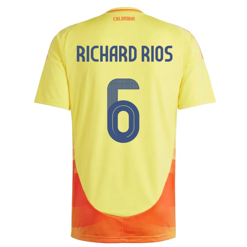 Danxen Børn Colombia Richard Ríos #6 Gul Hjemmebane Spillertrøjer 24-26 Trøje T-Shirt