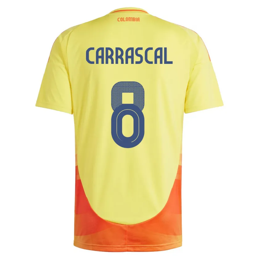 Danxen Børn Colombia Jorge Carrascal #8 Gul Hjemmebane Spillertrøjer 24-26 Trøje T-Shirt