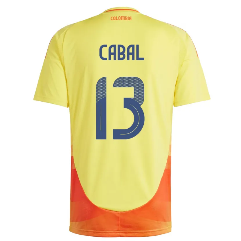 Danxen Børn Colombia Juan Cabal #13 Gul Hjemmebane Spillertrøjer 24-26 Trøje T-Shirt