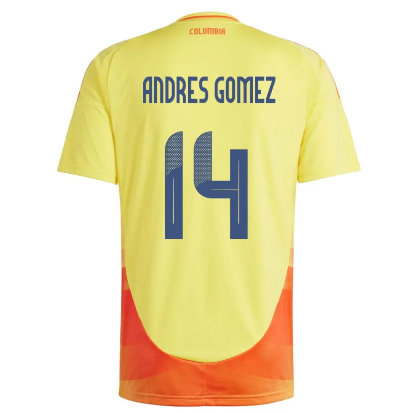 Danxen Børn Colombia Carlos Andrés Gómez #14 Gul Hjemmebane Spillertrøjer 24-26 Trøje T-Shirt