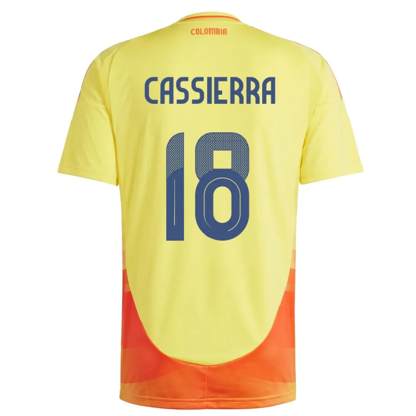 Danxen Børn Colombia Mateo Cassierra #18 Gul Hjemmebane Spillertrøjer 24-26 Trøje T-Shirt