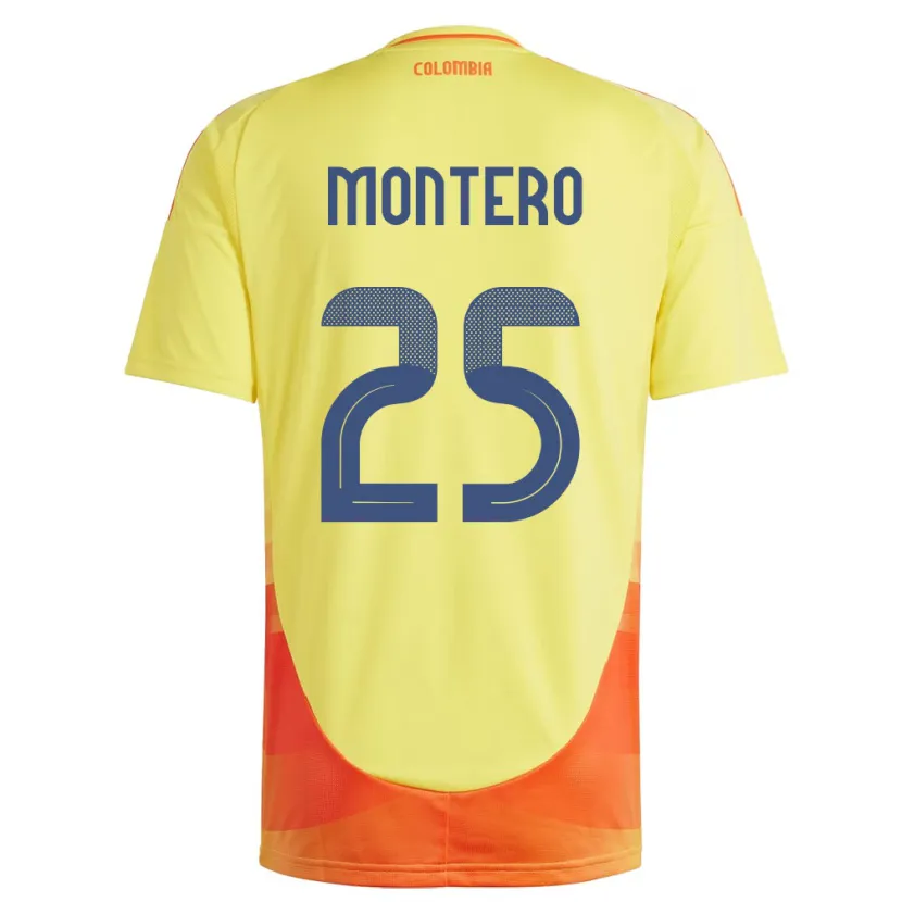 Danxen Børn Colombia Álvaro Montero #25 Gul Hjemmebane Spillertrøjer 24-26 Trøje T-Shirt