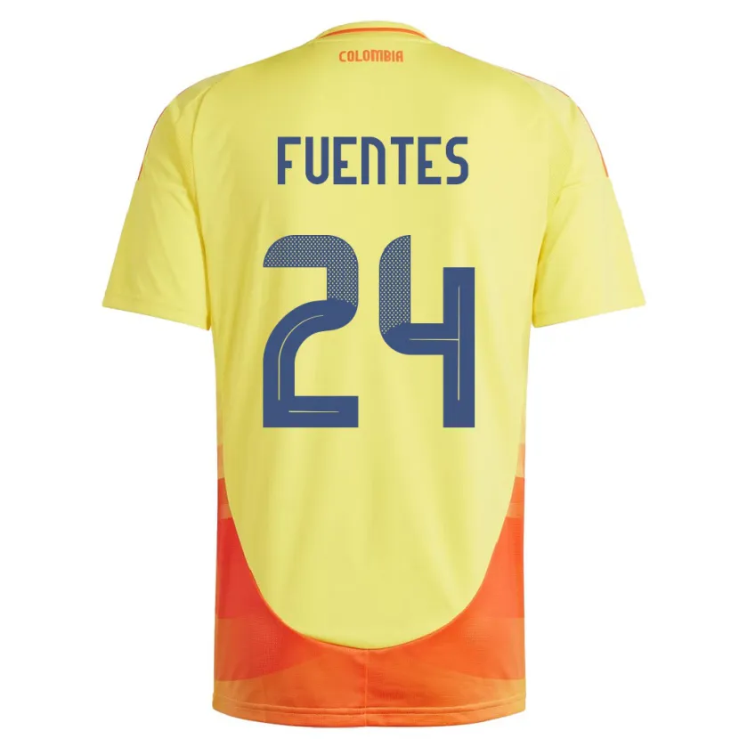 Danxen Børn Colombia Gabriel Fuentes #24 Gul Hjemmebane Spillertrøjer 24-26 Trøje T-Shirt