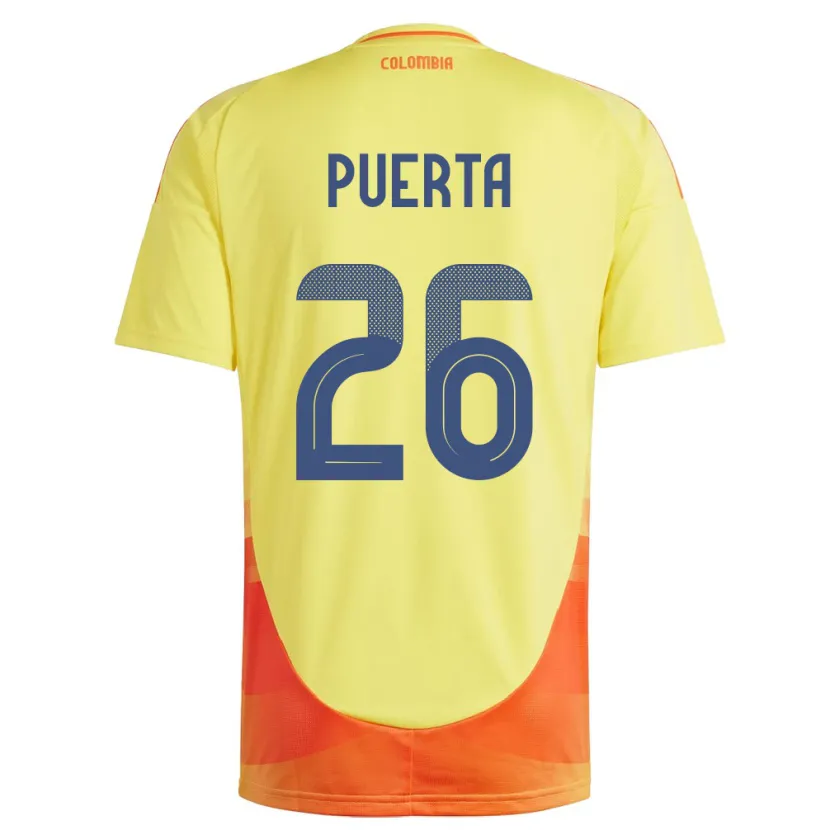 Danxen Børn Colombia Gustavo Puerta #26 Gul Hjemmebane Spillertrøjer 24-26 Trøje T-Shirt