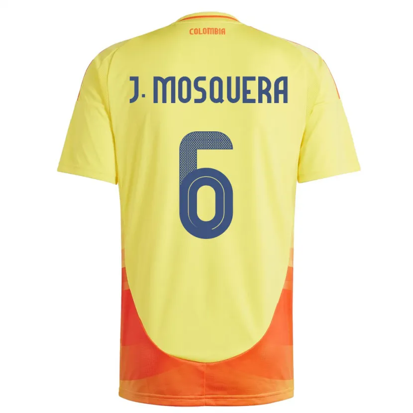 Danxen Børn Colombia Juan Mosquera #6 Gul Hjemmebane Spillertrøjer 24-26 Trøje T-Shirt