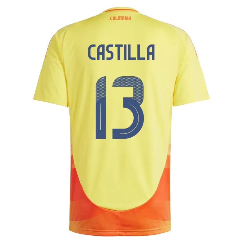 Danxen Børn Colombia Juan Castilla #13 Gul Hjemmebane Spillertrøjer 24-26 Trøje T-Shirt