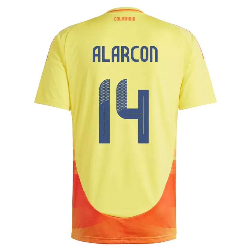 Danxen Børn Colombia Andrés Alarcón #14 Gul Hjemmebane Spillertrøjer 24-26 Trøje T-Shirt