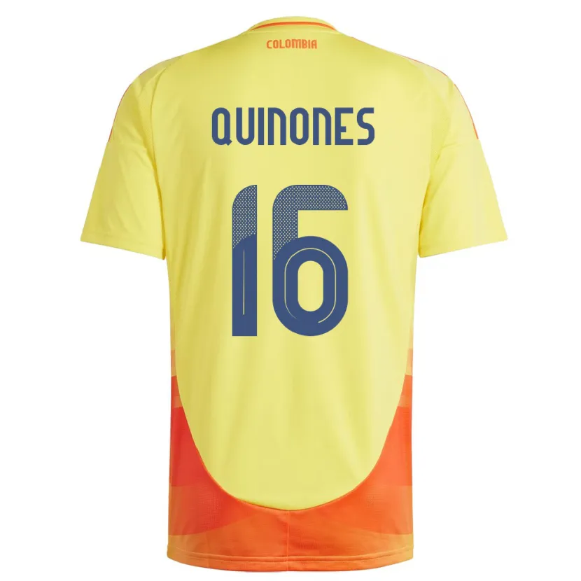 Danxen Børn Colombia Nelson Quiñónes #16 Gul Hjemmebane Spillertrøjer 24-26 Trøje T-Shirt