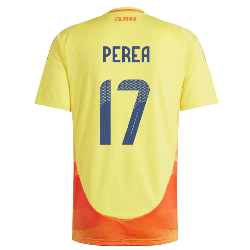 Danxen Børn Colombia Óscar Perea #17 Gul Hjemmebane Spillertrøjer 24-26 Trøje T-Shirt