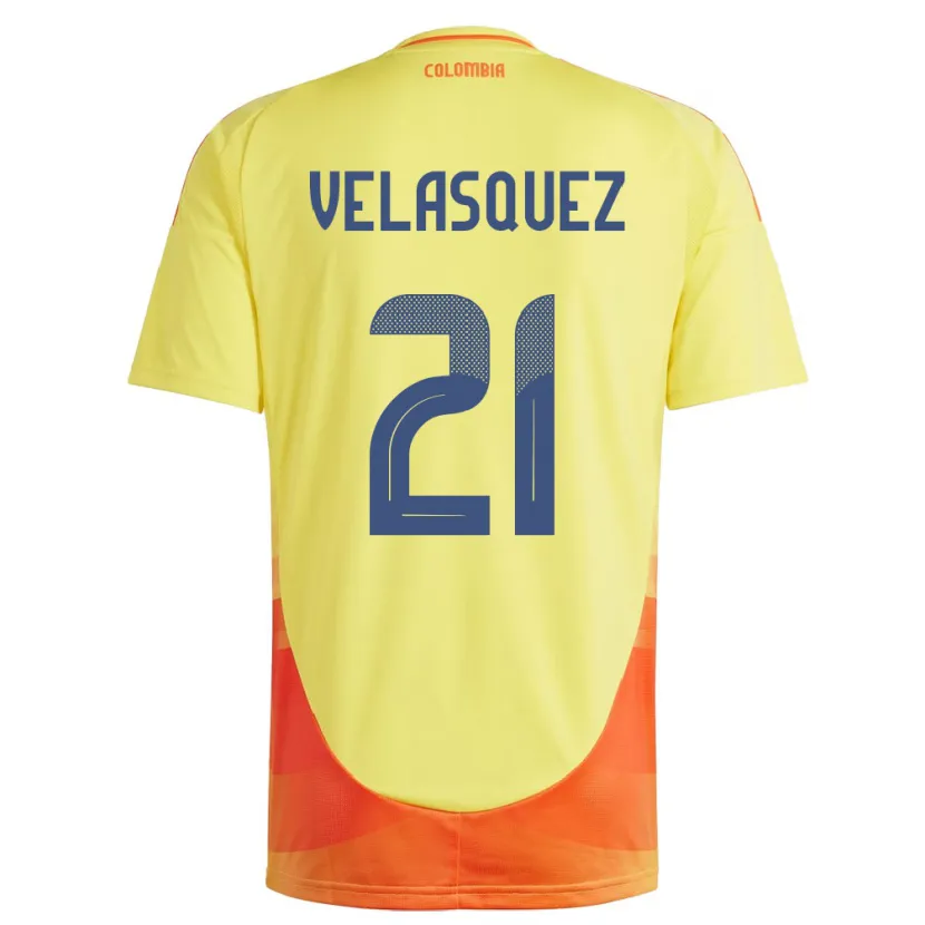 Danxen Børn Colombia Samuel Velásquez #21 Gul Hjemmebane Spillertrøjer 24-26 Trøje T-Shirt