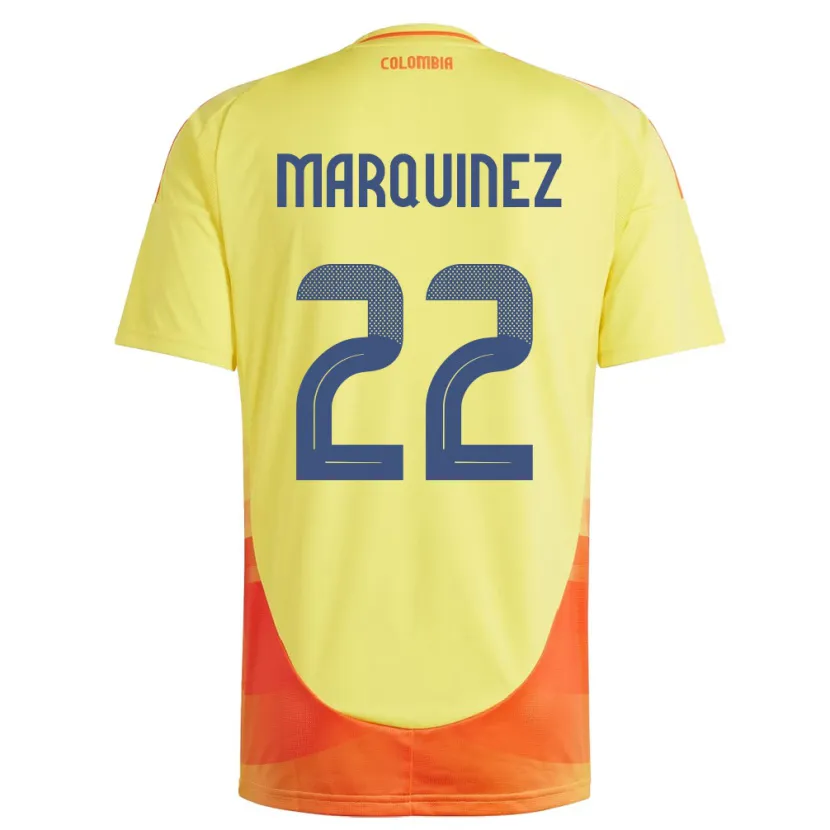 Danxen Børn Colombia Luis Marquinez #22 Gul Hjemmebane Spillertrøjer 24-26 Trøje T-Shirt