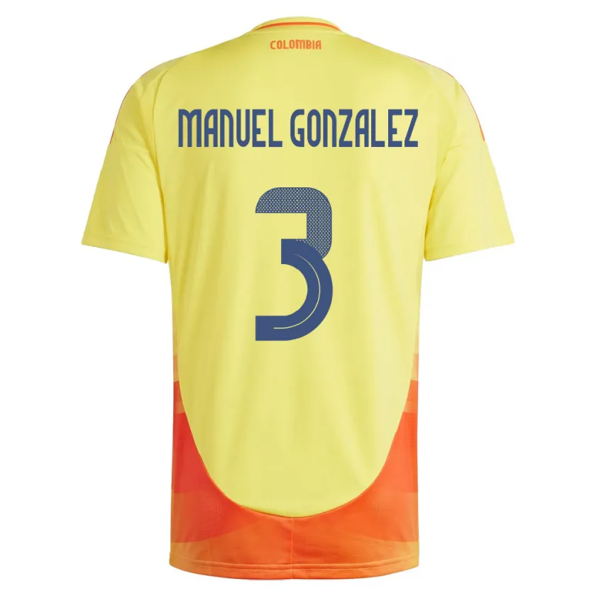 Danxen Børn Colombia Carlos Manuel González #3 Gul Hjemmebane Spillertrøjer 24-26 Trøje T-Shirt