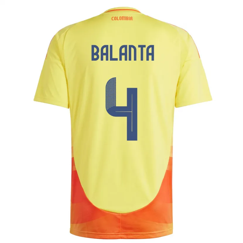 Danxen Børn Colombia Marlon Balanta #4 Gul Hjemmebane Spillertrøjer 24-26 Trøje T-Shirt