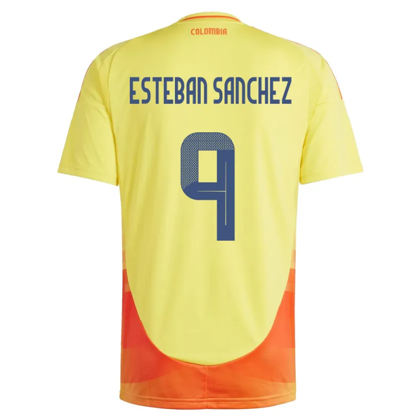 Danxen Børn Colombia Juan Esteban Sánchez #9 Gul Hjemmebane Spillertrøjer 24-26 Trøje T-Shirt