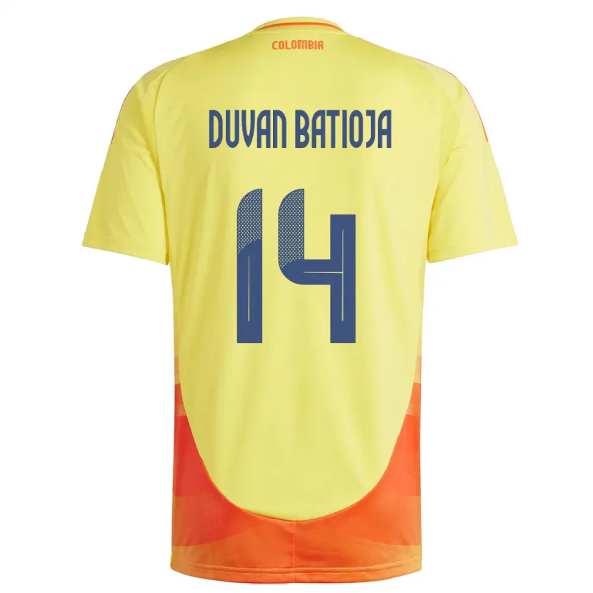 Danxen Børn Colombia Andy Duván Batioja #14 Gul Hjemmebane Spillertrøjer 24-26 Trøje T-Shirt