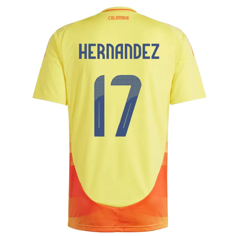 Danxen Børn Colombia Jhoan Hernández #17 Gul Hjemmebane Spillertrøjer 24-26 Trøje T-Shirt