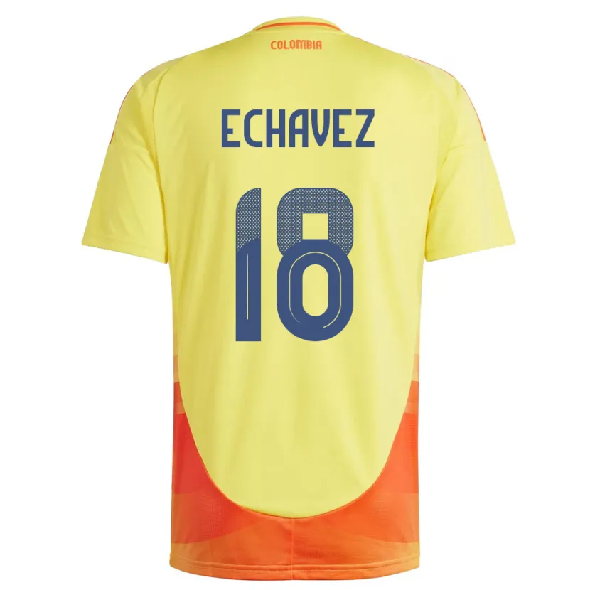 Danxen Børn Colombia Jhon Echavez #18 Gul Hjemmebane Spillertrøjer 24-26 Trøje T-Shirt