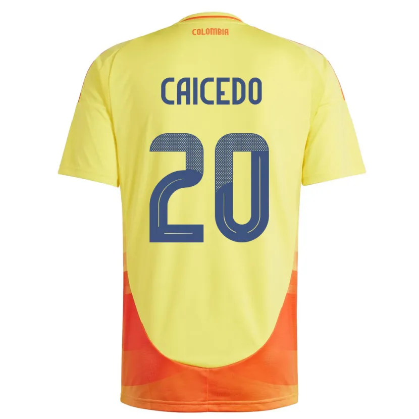 Danxen Børn Colombia Brayan Caicedo #20 Gul Hjemmebane Spillertrøjer 24-26 Trøje T-Shirt