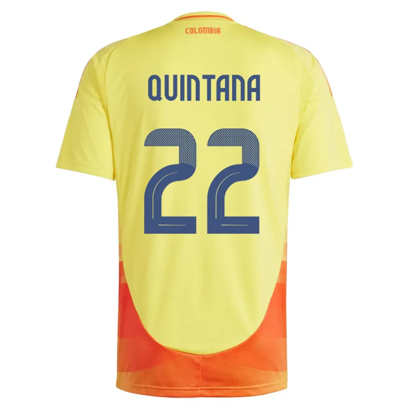 Danxen Børn Colombia Breiner Quintana #22 Gul Hjemmebane Spillertrøjer 24-26 Trøje T-Shirt