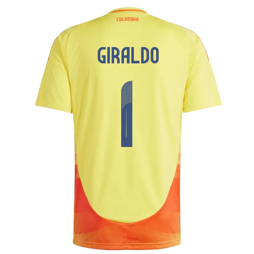 Danxen Børn Colombia Natalia Giraldo #1 Gul Hjemmebane Spillertrøjer 24-26 Trøje T-Shirt