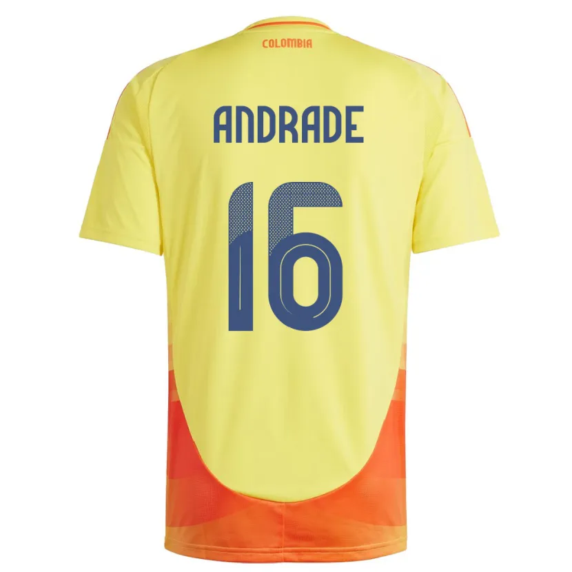 Danxen Børn Colombia Lady Andrade #16 Gul Hjemmebane Spillertrøjer 24-26 Trøje T-Shirt