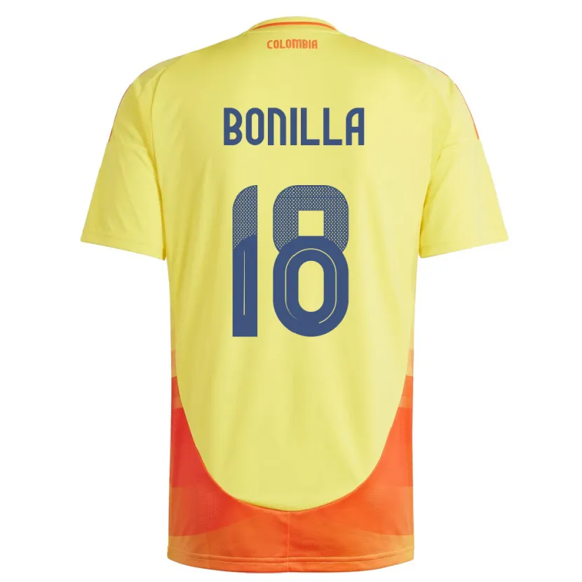 Danxen Børn Colombia Wendy Bonilla #18 Gul Hjemmebane Spillertrøjer 24-26 Trøje T-Shirt