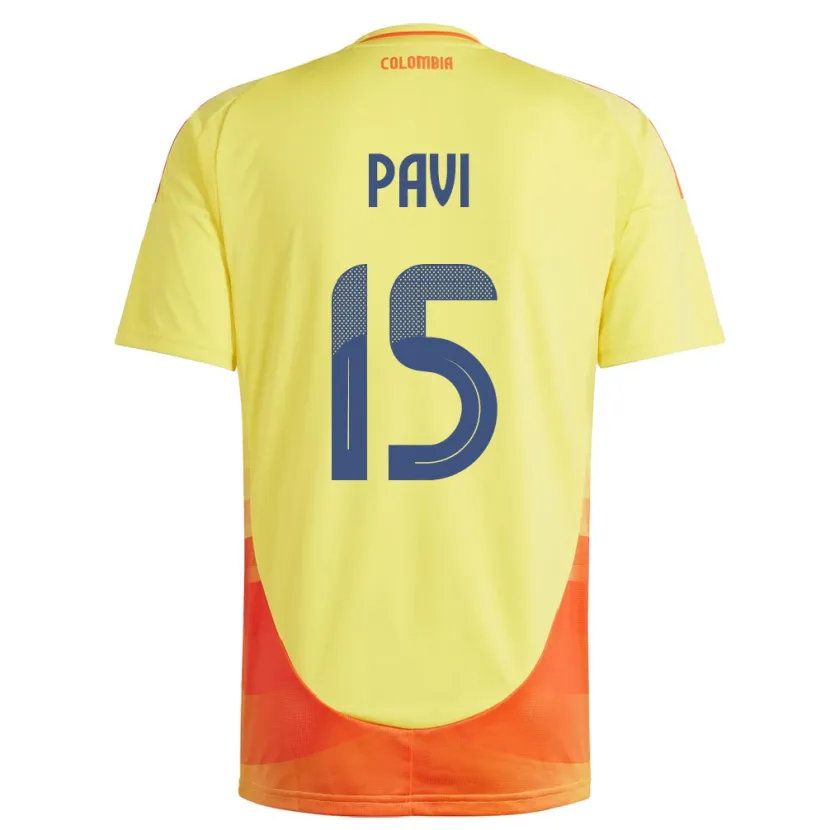 Danxen Børn Colombia Manuela Paví #15 Gul Hjemmebane Spillertrøjer 24-26 Trøje T-Shirt