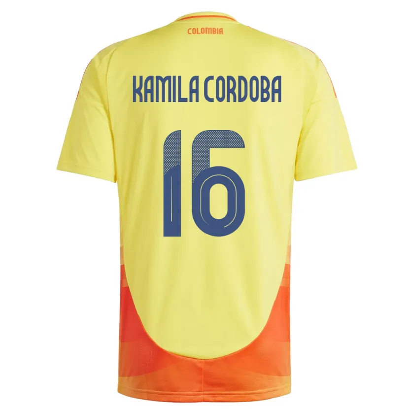 Danxen Børn Colombia Sara Kamila Córdoba #16 Gul Hjemmebane Spillertrøjer 24-26 Trøje T-Shirt