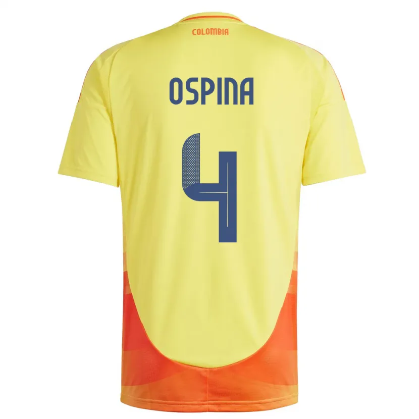 Danxen Børn Colombia Diana Ospina #4 Gul Hjemmebane Spillertrøjer 24-26 Trøje T-Shirt