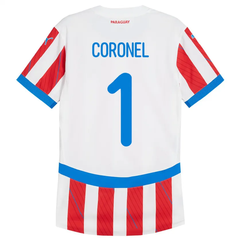 Danxen Børn Paraguay Carlos Coronel #1 Hvid Rød Hjemmebane Spillertrøjer 24-26 Trøje T-Shirt