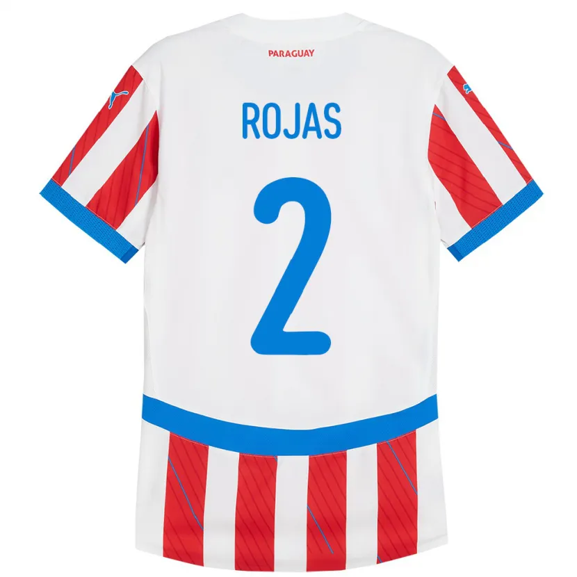 Danxen Børn Paraguay Robert Rojas #2 Hvid Rød Hjemmebane Spillertrøjer 24-26 Trøje T-Shirt