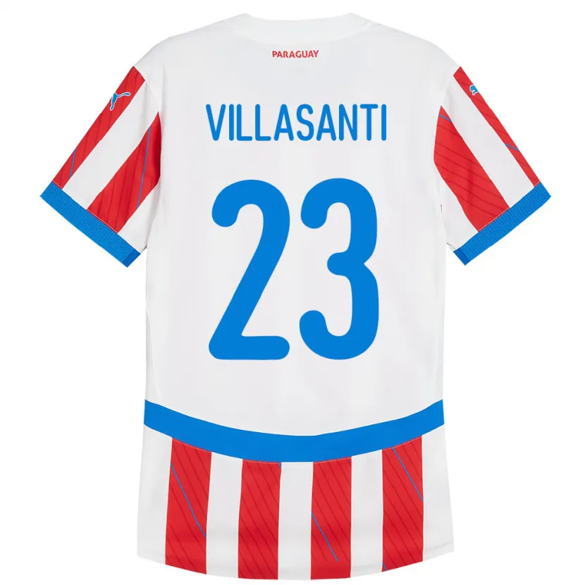 Danxen Børn Paraguay Mathías Villasanti #23 Hvid Rød Hjemmebane Spillertrøjer 24-26 Trøje T-Shirt