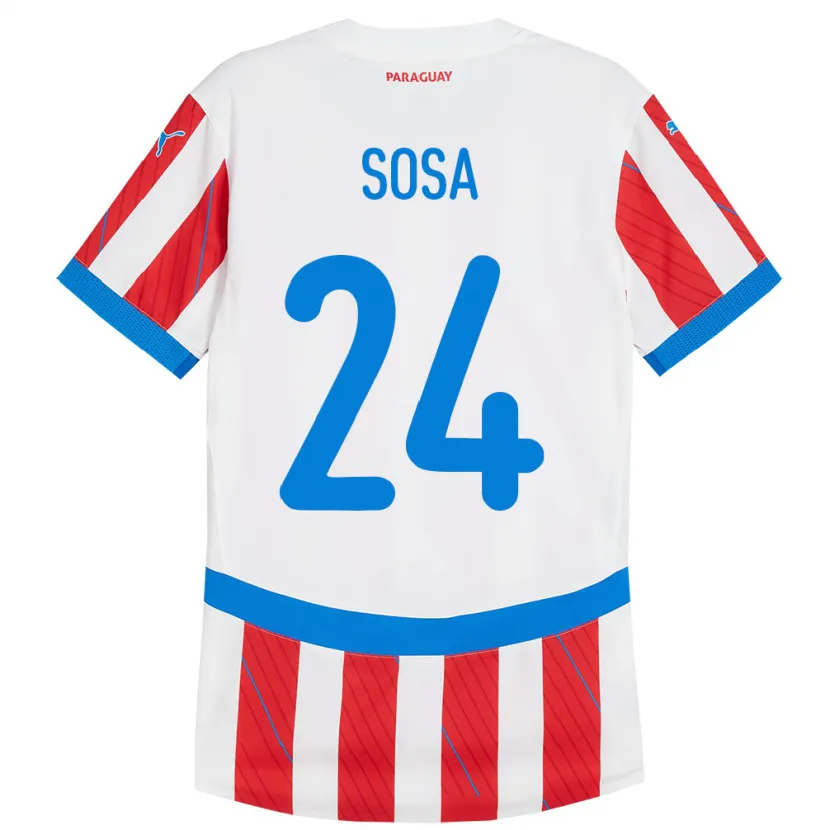 Danxen Børn Paraguay Ramón Sosa #24 Hvid Rød Hjemmebane Spillertrøjer 24-26 Trøje T-Shirt