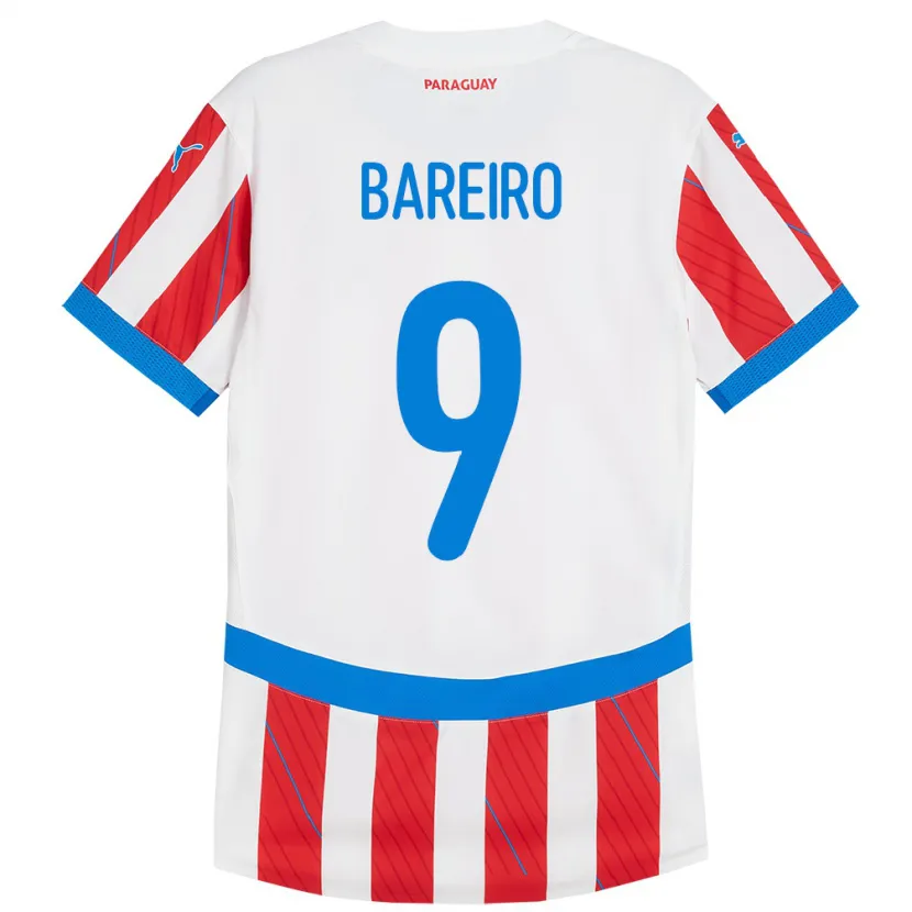 Danxen Børn Paraguay Adam Bareiro #9 Hvid Rød Hjemmebane Spillertrøjer 24-26 Trøje T-Shirt