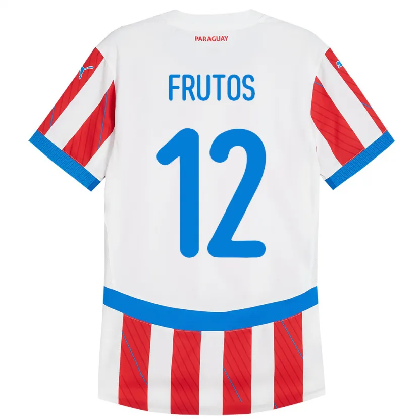 Danxen Børn Paraguay Rodrigo Frutos #12 Hvid Rød Hjemmebane Spillertrøjer 24-26 Trøje T-Shirt