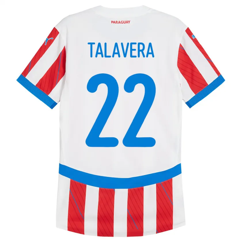 Danxen Børn Paraguay Javier Talavera #22 Hvid Rød Hjemmebane Spillertrøjer 24-26 Trøje T-Shirt