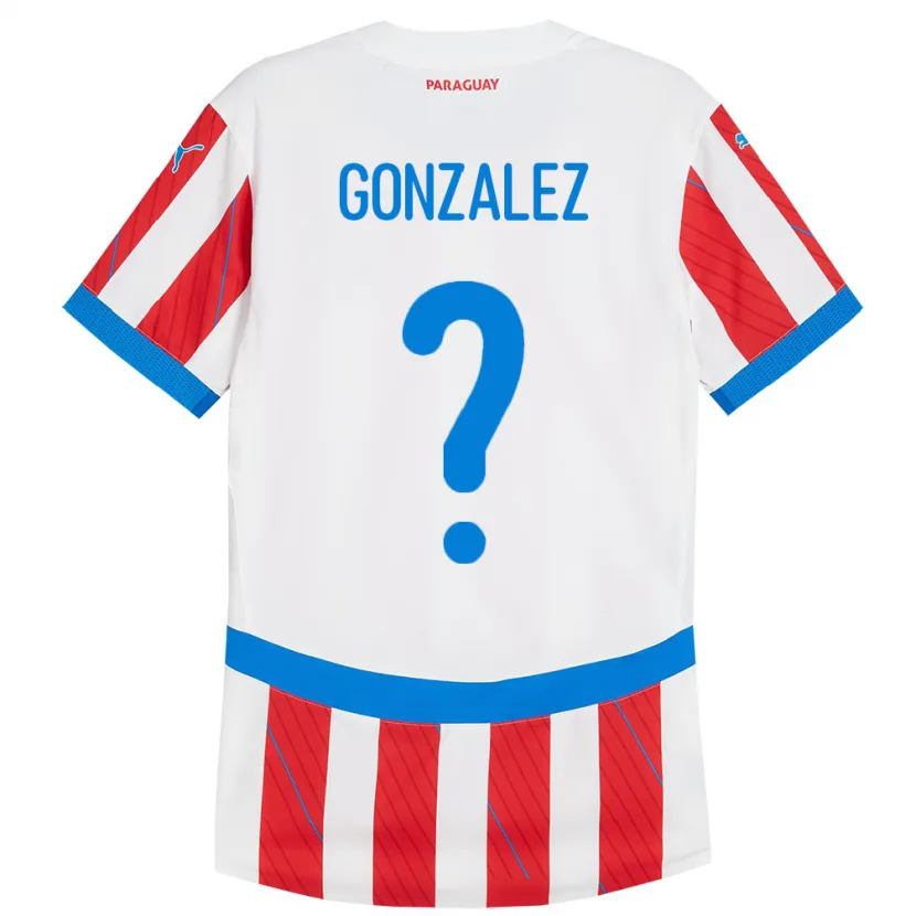 Danxen Børn Paraguay Antonio González #0 Hvid Rød Hjemmebane Spillertrøjer 24-26 Trøje T-Shirt